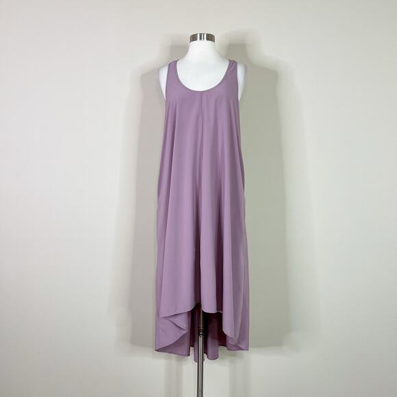 Athleta | Persidio Mauve Flowy Asymmetric High Low Racerback Pocket Midi Dress M - Picture 2 of 11
